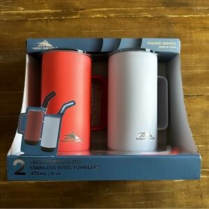 High Sierra Tumbler Set of 2 Stainless Steel Vacuum Insulated Cork Bottom New